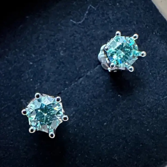 Certified 1ct t.w. Moissanite Green Filigree Basket Stud Earrings NEW - Picture 3 of 13